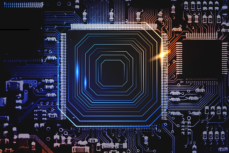 Smart microchip background on a motherboard closeup technology Smart microchip background on a motherboard closeup technology